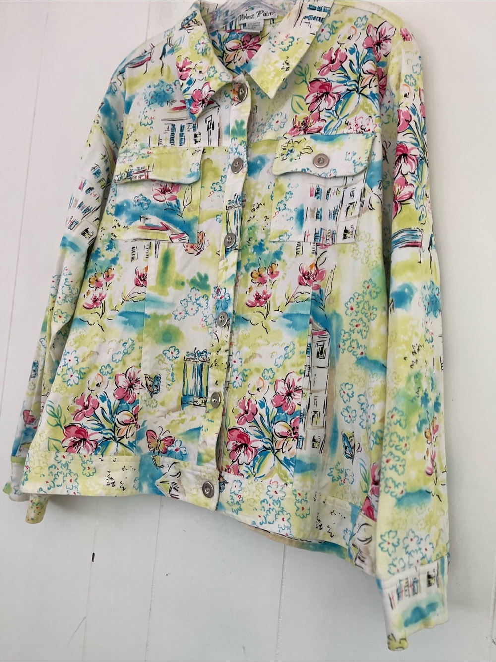 West Palm Scenic View Button-Front Colorful Jacket Resort Wear Size 2X - Picture 13 of 14